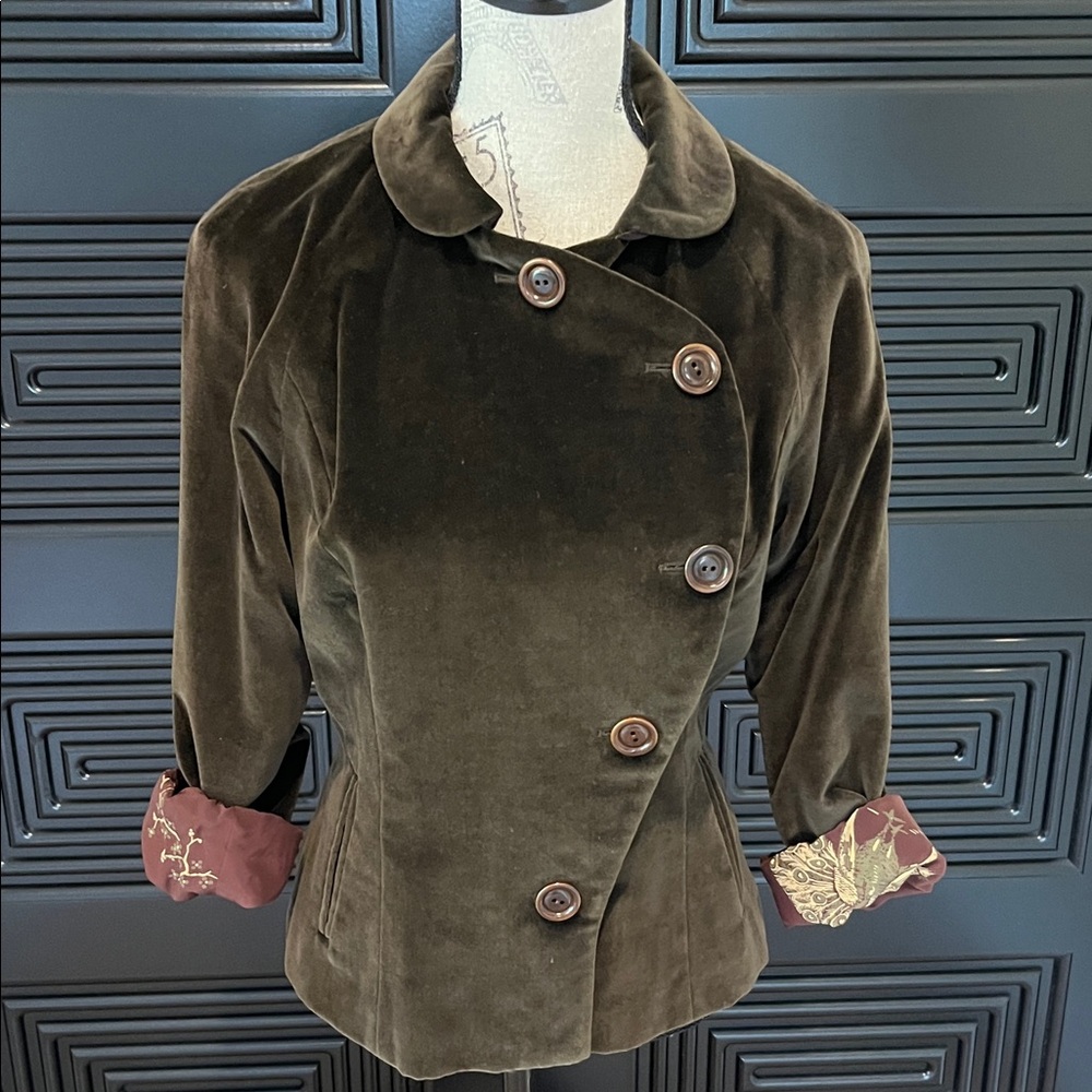 Lela Rose Brown Velvet Pea Coat